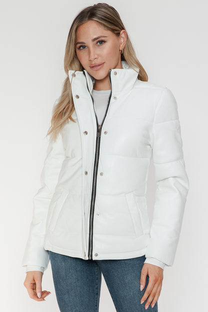 YMI Pocketed Zip Up Turtleneck Puffer Jacket