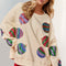 Double Take Christmas Element Sequin Round Neck Long Sleeve Sweatshirt