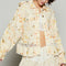 POL Raw Hem Lace Patch Flounce Sleeve Jacket