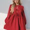 Double Take Christmas Front Tied Long Sleeve Mini Dress