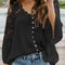 Cutout V-Neck Three-Quarter Sleeve Top