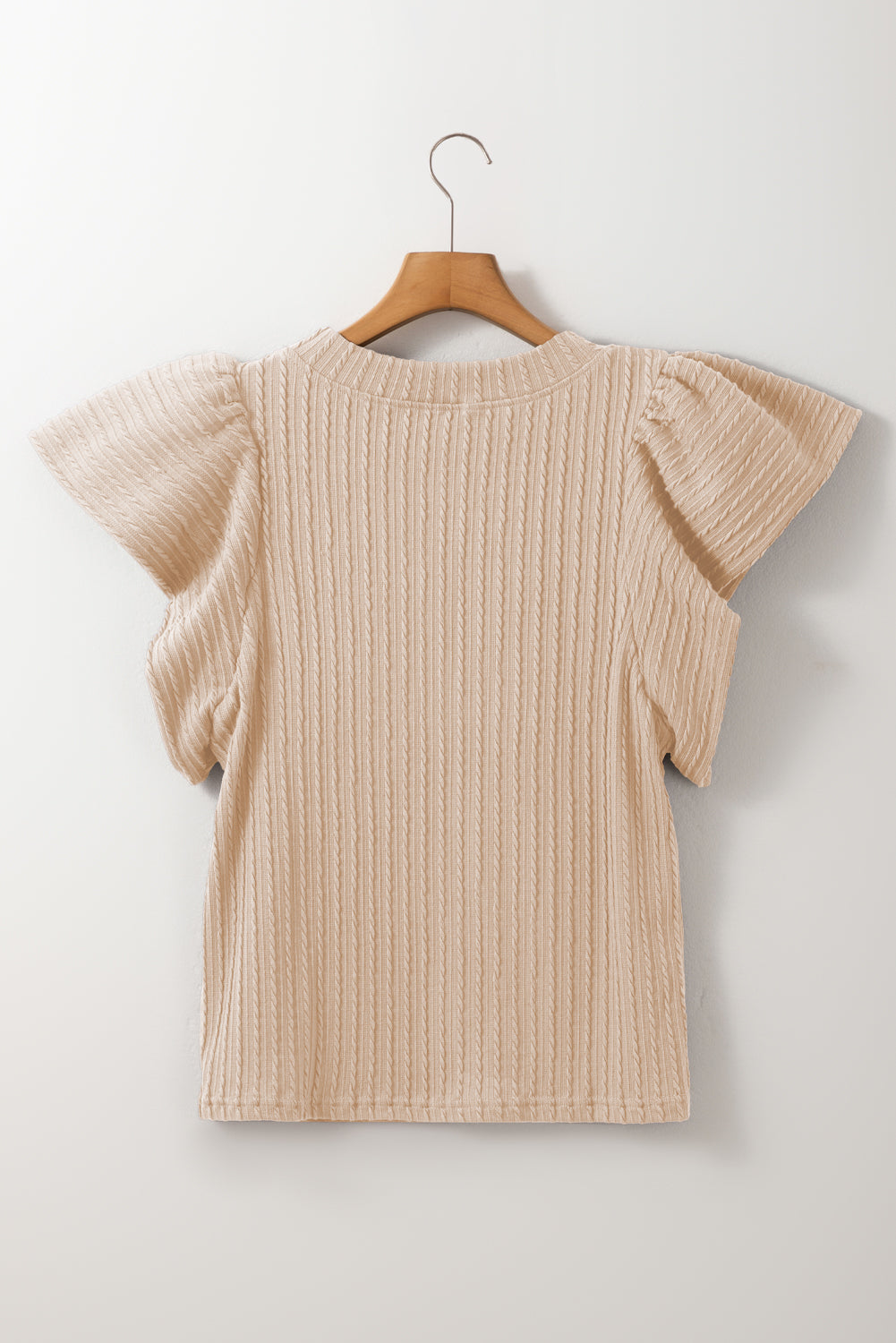 Texture Round Neck Cap Sleeve Top