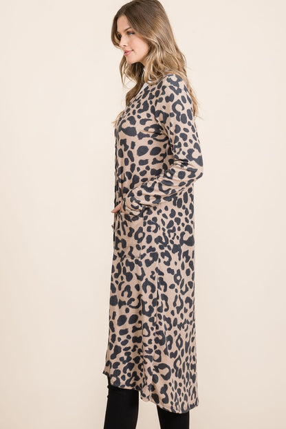 Celeste Full Size Leopard V-Neck Long Sleeve Cardigan