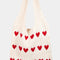 Fame Contrast Heart Crochet Tote Bag