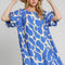 Umgee Two Tone Abstract Print Puff Sleeve Dress