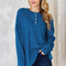 Basic Bae Full Size Ribbed Half Button Long Sleeve High-Low T-Shirt