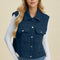 Double Take Full Size Pocketed Texture Snap Down Vest Coat